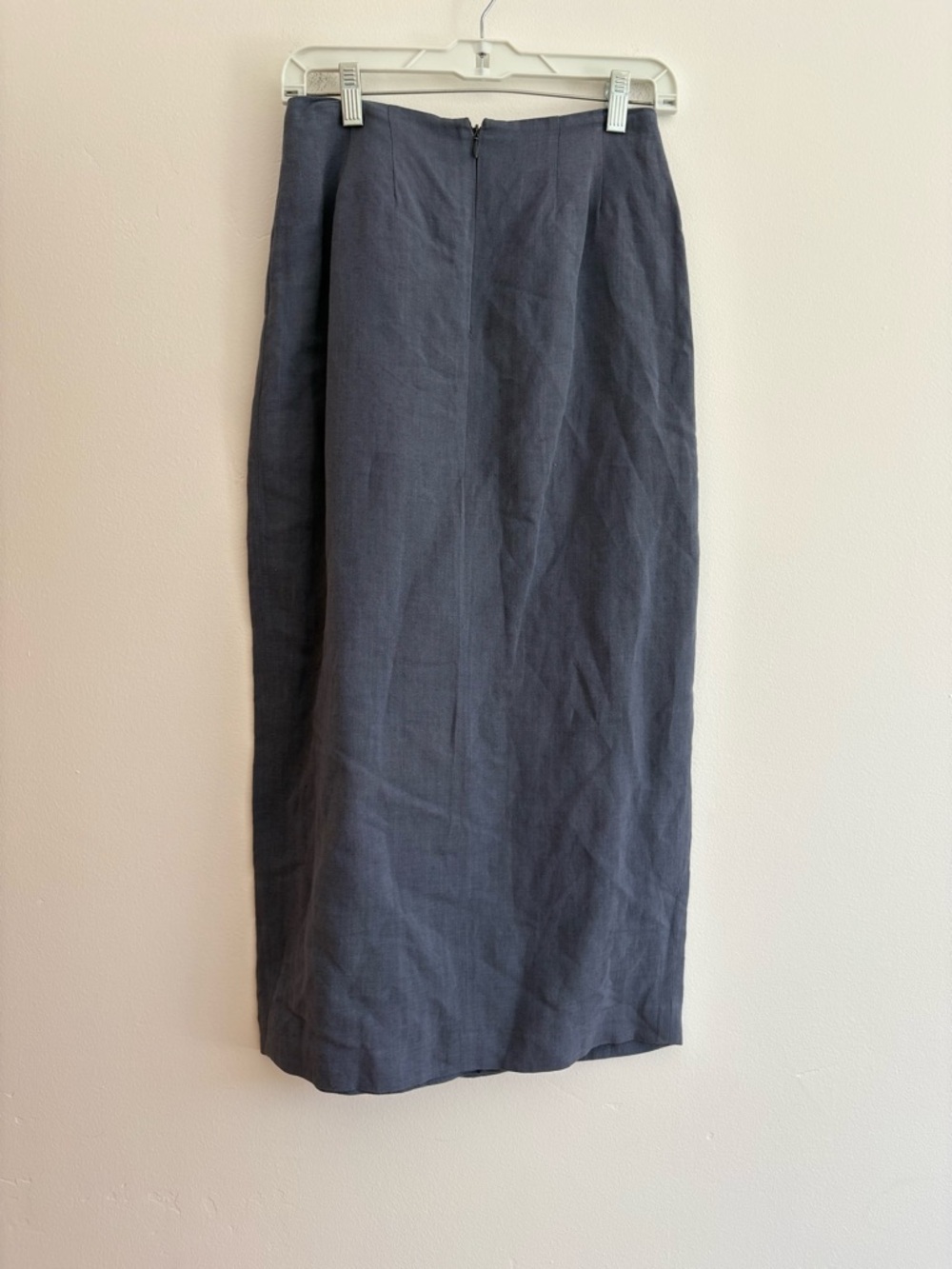 Vintage Ports International Linen Blend Pencil Midi Skirt Blue Lagenlook Office - Picture 6 of 9
